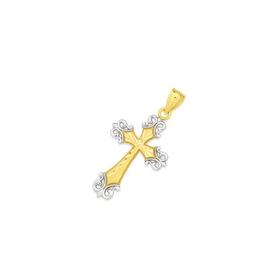 9ct-Gold-Two-Tone-20mm-Diamond-cut-Cross-Pendant on sale