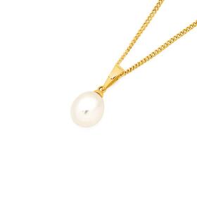 9ct-Gold-Cultured-Freshwater-Pearl-Teardrop-Pendant on sale