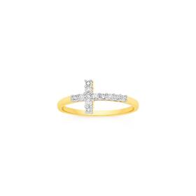 9ct+Gold+Diamond+Cross+Ring