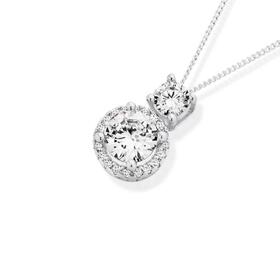 Silver-Round-CZ-Cluster-Pendant on sale