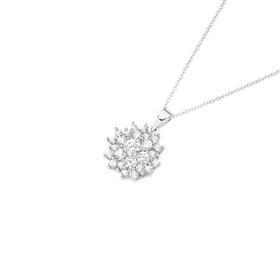 Silver-CZ-Flower-Cluster-Pendant on sale