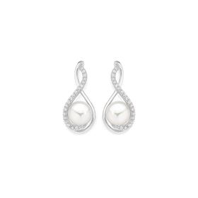 Sterling-Silver-Pearl-Cubic-Zirconia-Drop-Earrings on sale