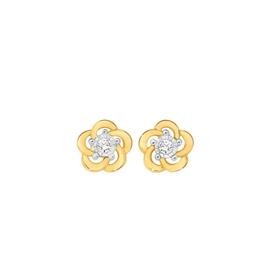 9ct+Gold+Diamond+Swirl+Flower+Stud+Earrings