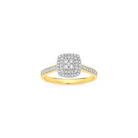 9ct-Gold-Diamond-Cushion-Shape-Ring on sale