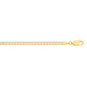 9ct-Gold-Two-Tone-195cm-Solid-Diamond-Cut-Bevelled-Curb-Bracelet on sale