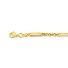 9ct+Gold+19cm+Hollow+Fancy+Figaro+Bracelet