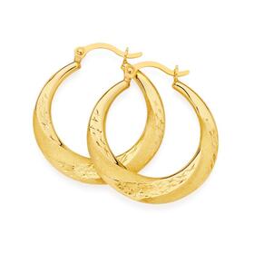 9ct-Gold-15mm-Satin-Diamond-Cut-Twist-Creole-Earrings on sale