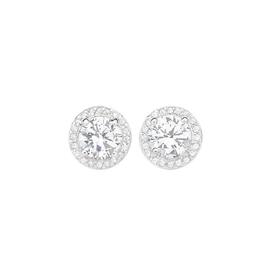 Sterling-Silver-Round-Cubic-Zirconia-Cluster-Stud-Earrings on sale