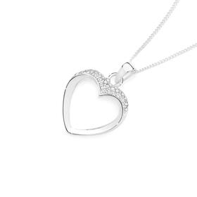 Sterling-Silver-Cubic-Zirconia-Open-Heart-Pendant on sale