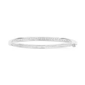 Sterling+Silver+Cubic+Zirconia+65x55mm+Oval+Hinge+Bangle