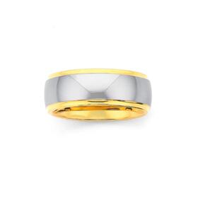 Tungsten+Carbide+with+Yellow+Gold+Plate+Edge+Men%26%23039%3Bs+Ring