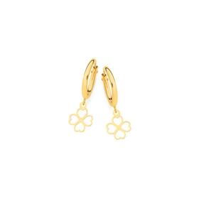 9ct-Gold-12mm-Clover-Drop-Flex-Hoop-Earrings on sale