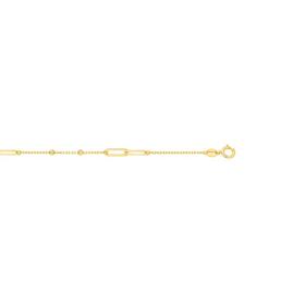 9ct+Gold+19cm+Paperclip+%26amp%3B+Beaded+Trace+Bracelet