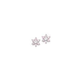 Sterling+Silver+Cubic+Zirconia+Flower+Cluster+Stud+Earrings