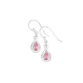 Sterling+Silver+Cubic+Zirconia+Twist+Drop+Earrings