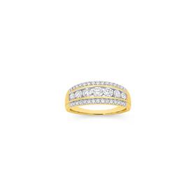 Alora-9ct-Gold-Lab-Grown-Diamond-Three-Row-Band on sale
