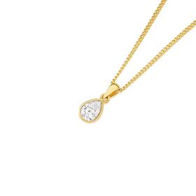 Alora-9ct-Gold-65-Point-Solitaire-Lab-Grown-Diamond-Bezel-Pear-Shape-Pendant on sale