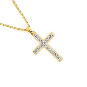 9ct-Gold-Diamond-Cross-Pendant on sale