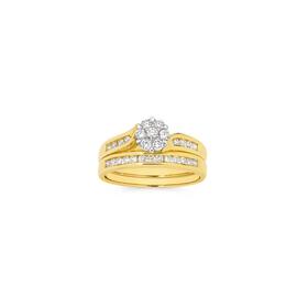 18ct-Gold-Diamond-Cluster-Bridal-Set on sale