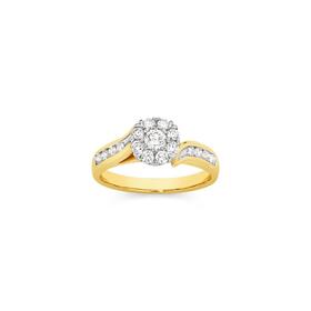 9ct-Gold-Diamond-Round-Cluster-Ring on sale