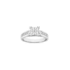 18ct-White-Gold-Diamond-Princess-Cut-Ring on sale