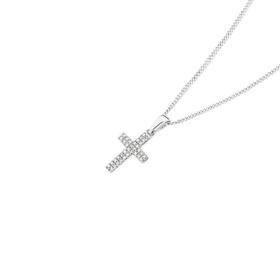 9ct-White-Gold-Diamond-Cross-Pendant on sale