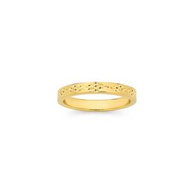 9ct+Gold+Diamond-Cut+Pattern+Stacker+Ring