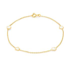 9ct-Gold-19cm-Enamel-Flowers-Solid-Trace-Bracelet on sale