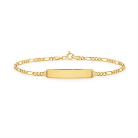 9ct+Gold+19cm+Solid+Fiagro+3%2B1+Engravable+Identity+Bracelet