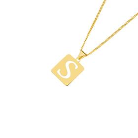 9ct-Gold-Square-Cutout-Initial-S-Pendant on sale