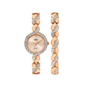 Elite+Ladies+Crystal+Lattice+Duo+Watch