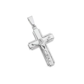 Sterling-Silver-35mm-Square-Edge-Crucifix-Gents-Pendant on sale