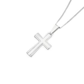 Sterling-Silver-30mm-Flared-Lined-Cross-Gents-Pendant on sale