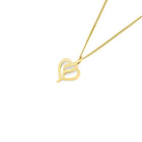9ct+Gold+Diamond-Cut+%26amp%3B+Polish+Open+Swirl+%26amp%3B+Heart+Slider+Pendant