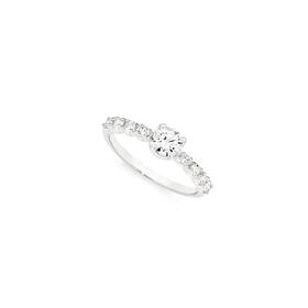 Sterling+Silver+Round+Cubic+Zirconia+Solitaire+Ring