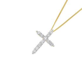 Alora-9ct-Gold-13-Carat-TW-Lab-Grown-Diamond-Cross-Pendant on sale