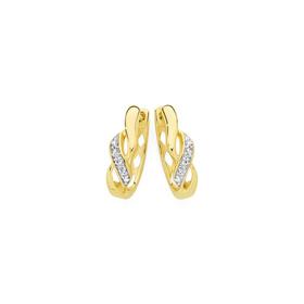 9ct+Gold+Diamond+Infinity+Huggie+Earrings