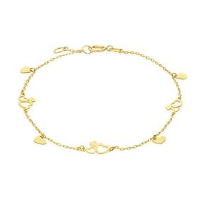 9ct+Gold+19cm+Multi+Hearts+Trace+Bracelet