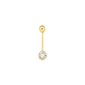 9ct-Gold-Round-Cubic-Zirconia-Bezel-Belly-Bar on sale