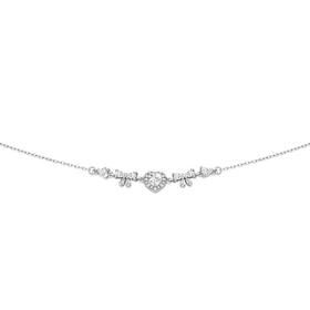 Sterling-Silver-Cubic-Zirconia-425cm-Heart-Bow-Necklet on sale
