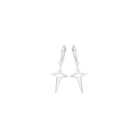 Sterling-Silver-Cross-Drop-Huggie-Earrings on sale