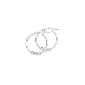 Sterling-Silver-17x18mm-3-Bead-Hoop-Earrings on sale