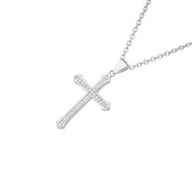 Sterling-Silver-Cubic-Zirconia-Flared-Cross-Pendant on sale