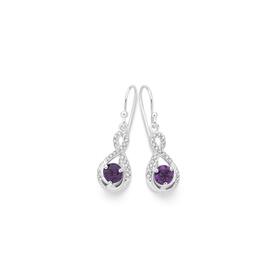 Sterling+Silver+Cubic+Zirconia+Twist+Drop+Hook+Earrings