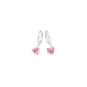 Sterling-Silver-Cubic-Zirconia-Heart-Drop-Huggie-Earrings on sale