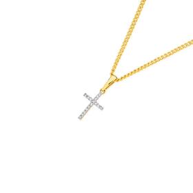 9ct+Gold+Diamond+Cross+Pendant
