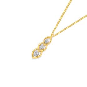 9ct-Gold-Diamond-Trilogy-Cluster-Teardrop-Pendant on sale