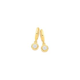 9ct-Gold-Diamond-Bezel-Drop-Huggie-Earrings on sale