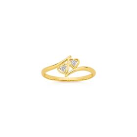 9ct-Gold-Diamond-Double-Heart-Ring on sale