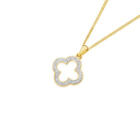 9ct+Gold+Diamond+Clover+Pendant